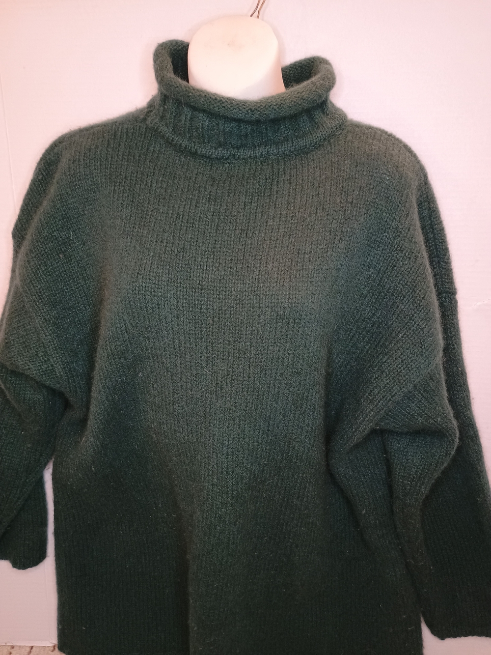Moda International 100%Wool Roll neck Cozy Knit Sweater - Forest Green LARGE